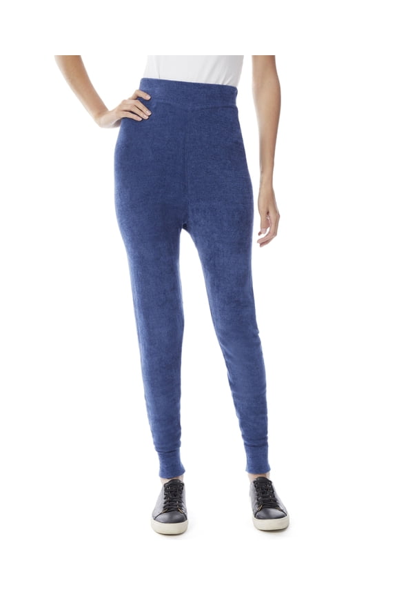 Womens Chenille Jogger Pants Mineral Blue L