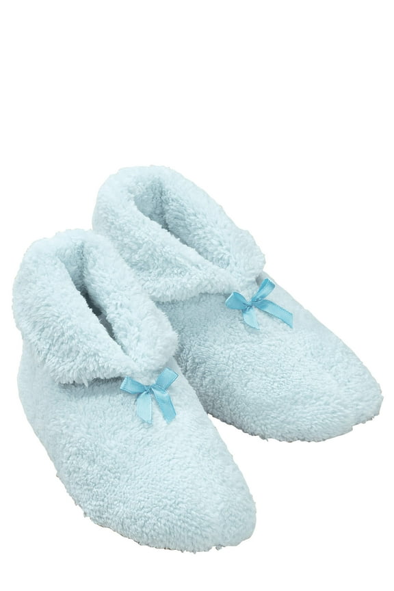 Womens Chenille Slippers, Foam Cushioned Footbed, Non Slip Sole, Womens Fashion - Size Large, Blue