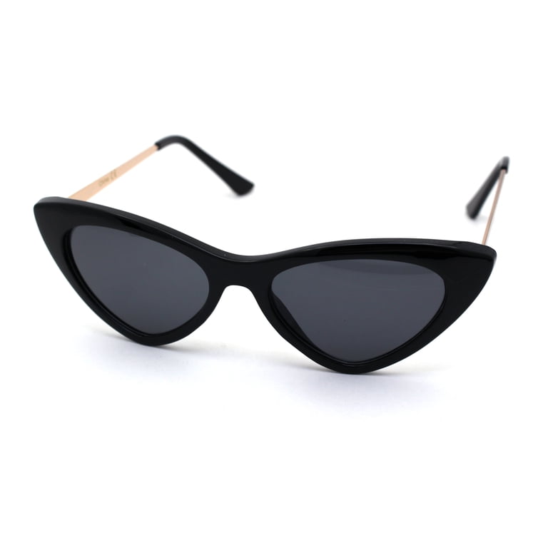 Womens Chic Classic 20s Mod Cat Eye Sunglasses All Black  display picture 2