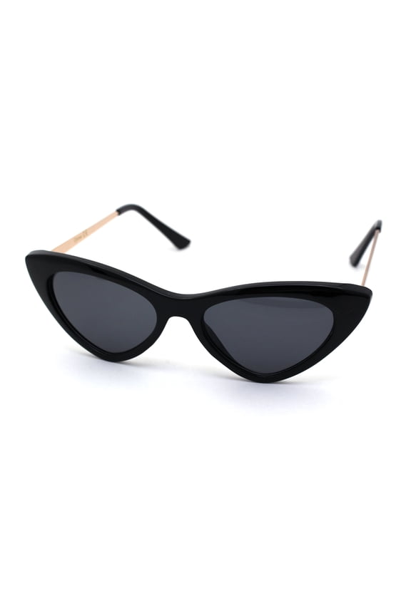 Womens Chic Classic 20s Mod Cat Eye Sunglasses All Black