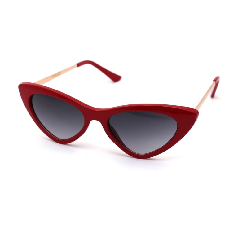 Womens Chic Classic 20s Mod Cat Eye Sunglasses Red Smoke  display picture 3