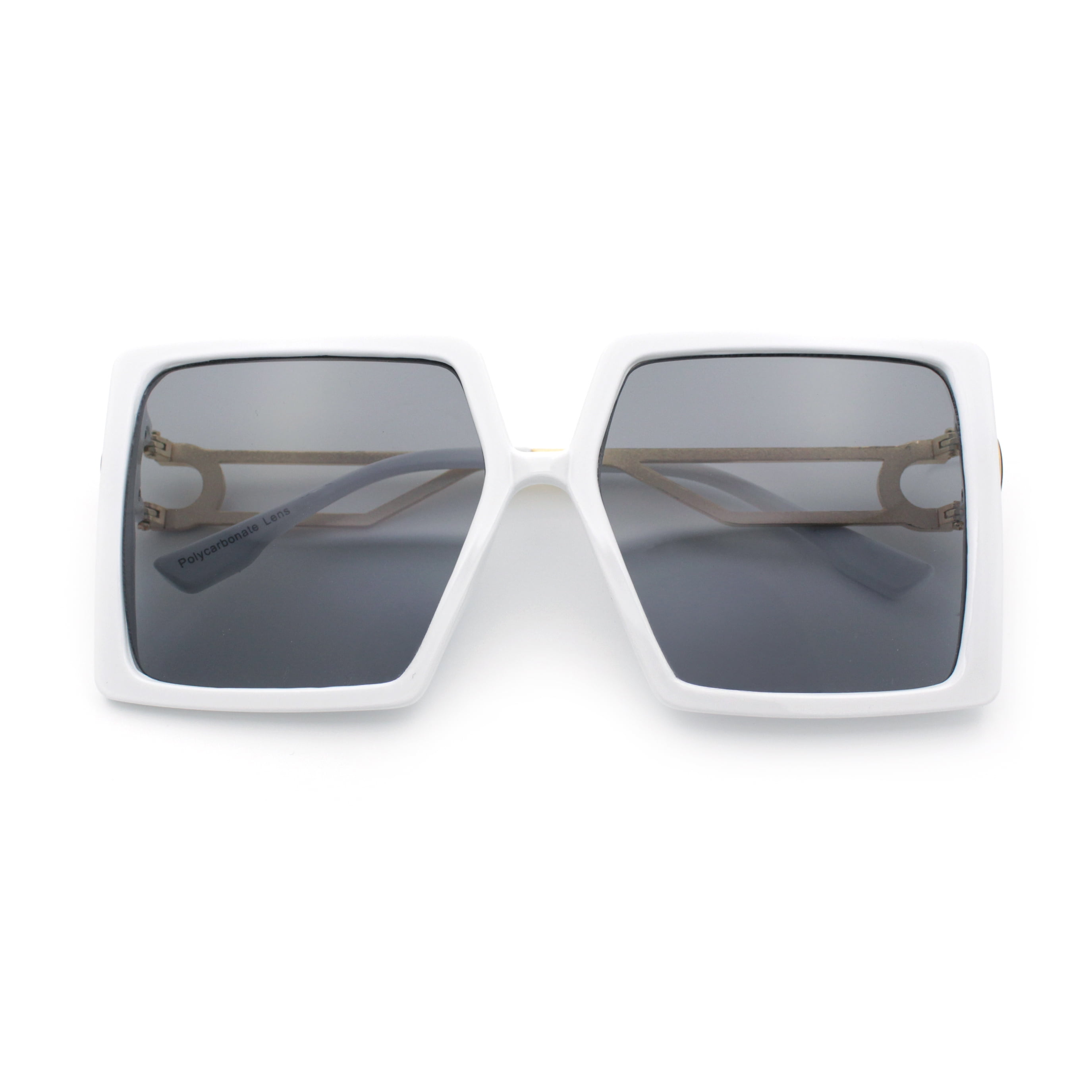 Chic Black and White Sunglasses Black/White Geek-Chic Round Square Tinted Sunglasses with  main image 2