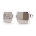 thumbnail image 1 of Womens Chic Designer Fashion Luxury Oversize Sunglasses White Silver Mirror, 1 of 4
