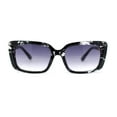 thumbnail image 1 of Womens Chic Designer Jewel Arm Rectangular Cat Eye Diva Sunglasses Clear Tortoise - Smoke, 1 of 4