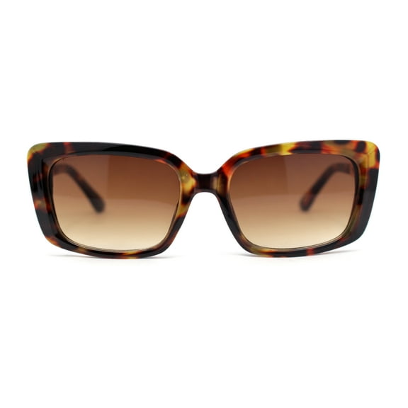 Womens Chic Designer Jewel Arm Rectangular Cat Eye Diva Sunglasses Tortoise - Brown