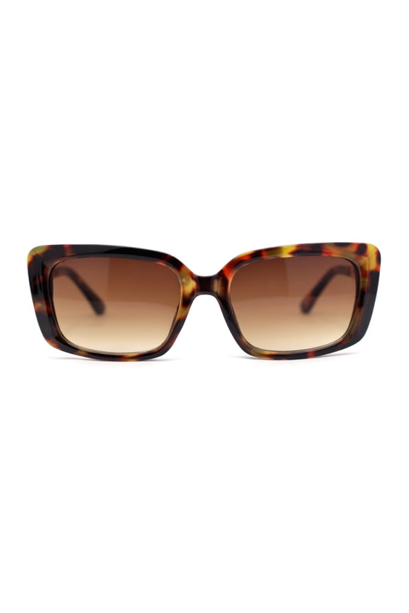 Womens Chic Designer Jewel Arm Rectangular Cat Eye Diva Sunglasses Tortoise - Brown