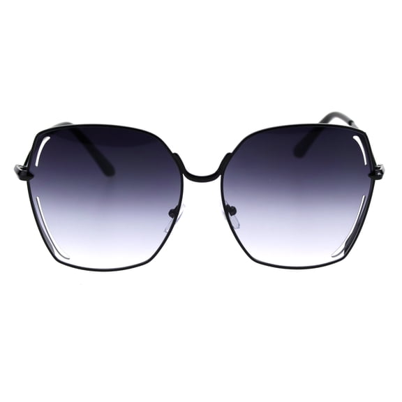 Womens Chic Diva Retro Rectangular Butterfly Designer Sunglasses Black Smoke