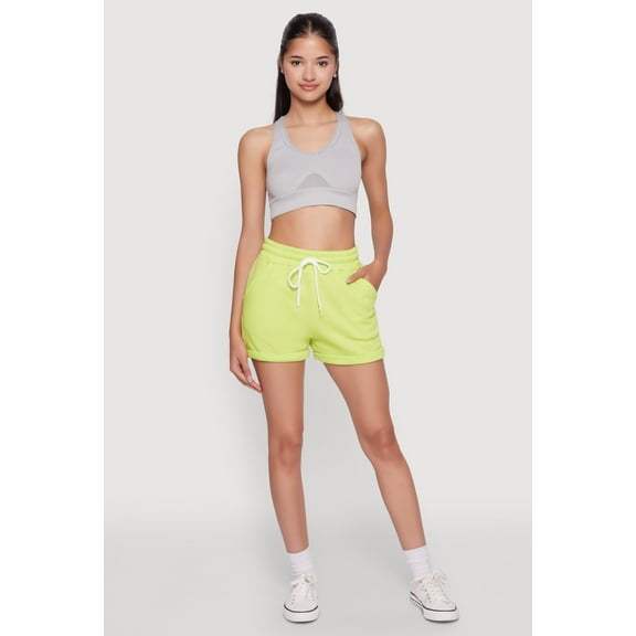 Womens Chic Drawstring High Waisted Sweatshorts with Fixed Cuffs