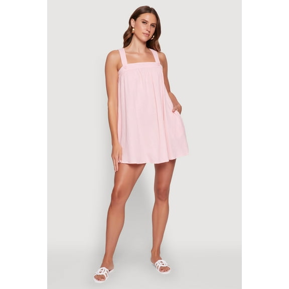 Womens Chic Gauze Knit Ruched Shift Dress