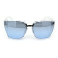 thumbnail image 1 of Womens Chic Horn RIm Style Inset Lens Squared Plastic Sunglasses Clear Gradient Blue, 1 of 4