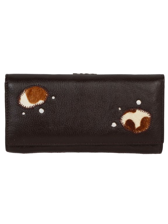 Womens Chic Leather Wallet - Multi Card Holder Zipper Pocket, Brown