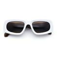thumbnail image 1 of Womens Chic Mod Slick Oversized Rectangular Thick Bevel Plastic Sunglasses White Brown - Brown, 1 of 1
