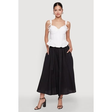 Poplin Button Front Skirt