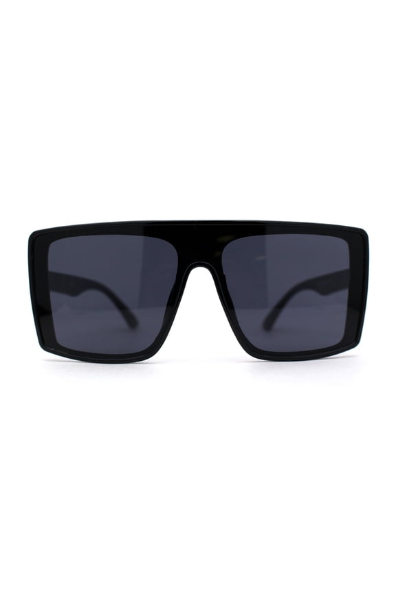 Womens Chic Shield Butterfly Oversize Diva Sunglasses All Black