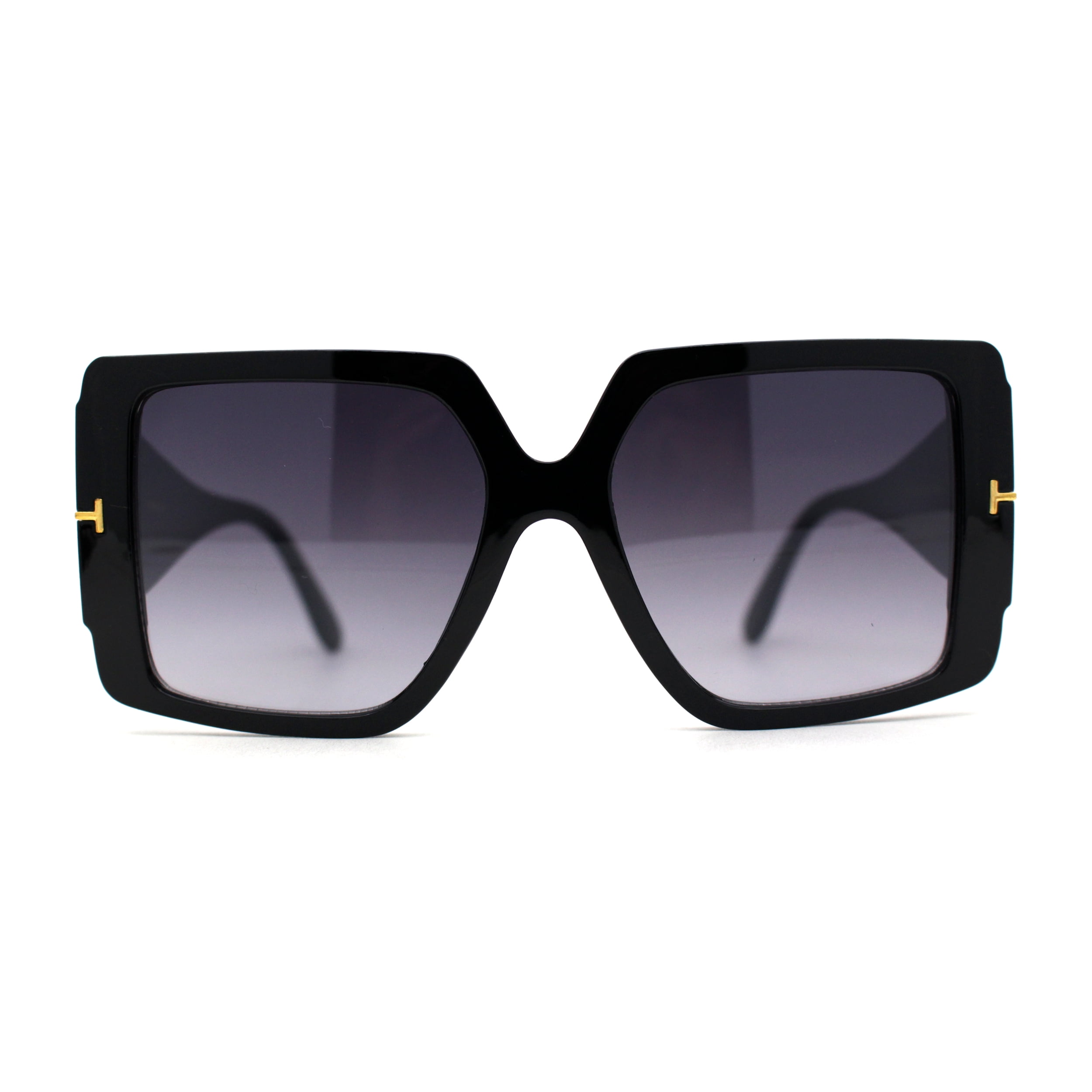 Chic Black Gradient Square Sunglasses Black Hipster Geek-Chic Square Gradient Sunglasses with Blue  main image 4