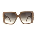 thumbnail image 1 of Womens Chic Squared Butterfly Thick Temple Oversize Sunglasses Tan Smoke, 1 of 4