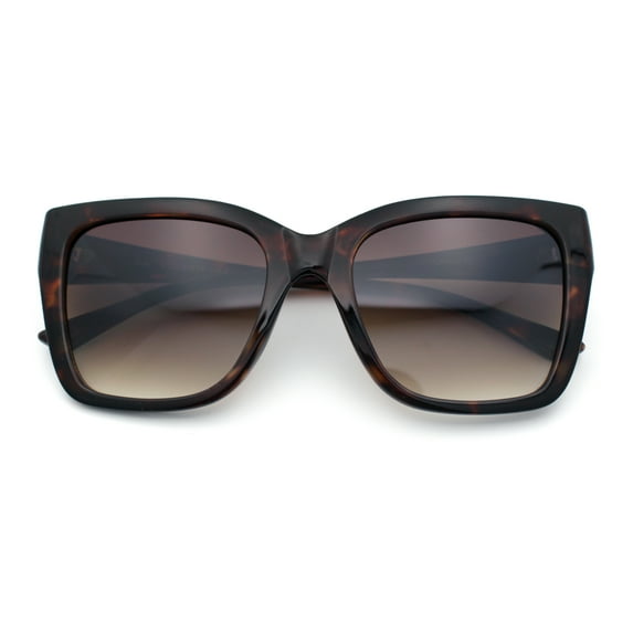 Womens Chic Thick Horn Cat Eye Elegant Thin Arm Plastic Sunglasses Tortoise - Brown