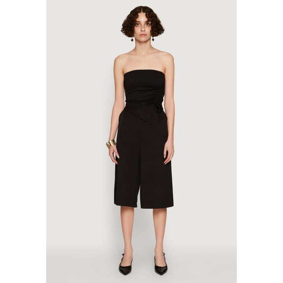 Womens Chic Tube Top with Ruching and Asymmetrical Design