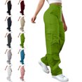 thumbnail image 1 of Womens Chic Wide Leg High Waisted Cargo Pants Loose Fit Multiple Pockets Casual Work Pants, 1 of 9