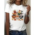 thumbnail image 1 of Womens Chicken Halloween Graphic Tee T Shirt Tops Comfortable Short Sleeve Round Neck White S-5XL, 1 of 4