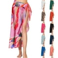 thumbnail image 1 of Womens Chiffon Beach Cover Up with Ruffle Tie Detail Long Sarong Wrap for Swimsuit and Resort Wear, 1 of 5