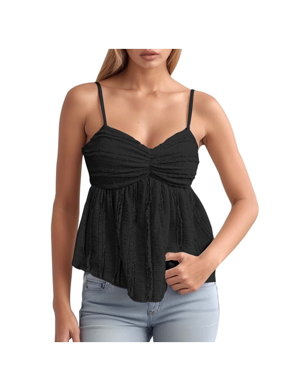 Womens Chiffon Cami Tank Top Lace Sleeveless Summer Elegant Blouse Shell Vest Top Lightweight Soft Daily Tee L