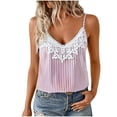 thumbnail image 1 of Womens Chiffon Camisoles, Tank Tops for Women Summer Sexy Casual Lace Patchwork Sleeveless V Neck Spaghetti Strap Cami Tops S-2XL, 1 of 8