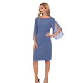 thumbnail image 1 of Womens Chiffon Dresses Flutter Sleeve Party Wedding Cocktail Dress  Blue XL, 1 of 4
