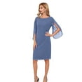 thumbnail image 1 of Womens Chiffon Dresses Flutter Sleeve Party Wedding Cocktail Dress  Blue XXL, 1 of 4