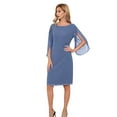 thumbnail image 1 of Womens Chiffon Dresses Flutter Sleeve Party Wedding Cocktail Dress  Blue XXL, 1 of 4