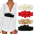 thumbnail image 1 of Womens Chiffon Flower Belt Decorative Elastic Waistband with Buckle Detail, 1 of 8