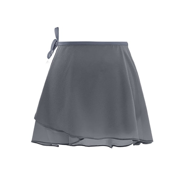 Womens Chiffon Mini Skirts Ballet One Practice Dance Dancing Tie Short Lightweight Dark Gray Skirt M