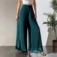 thumbnail image 1 of Womens Chiffon Palazzo Pants Wide Leg High Waist Flowy Casual Beach Trousers Elastic Waist Dressy Wear 2026 Green 2XL, 1 of 5