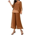 thumbnail image 1 of Womens Chiffon Pants Sets, Ladies Mother of the Bride Pant Suits 2 Piece Set, Elegant Wedding Guest Evening Party Gowns Dressy Flowy Pants Suit Set Valentines Day Outfit Women Brown XL, 1 of 6