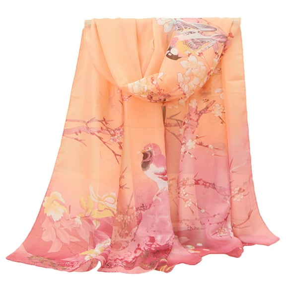 Womens Chiffon Scarf Summer Beach Scarves Neckerchief Shawl Birds Pattern
