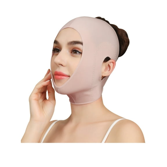 Womens Chin Strap Support Band Neck Bandage post surgical compression head wrap, Neck and Chin Compression Garment Wrap, Pink, Small