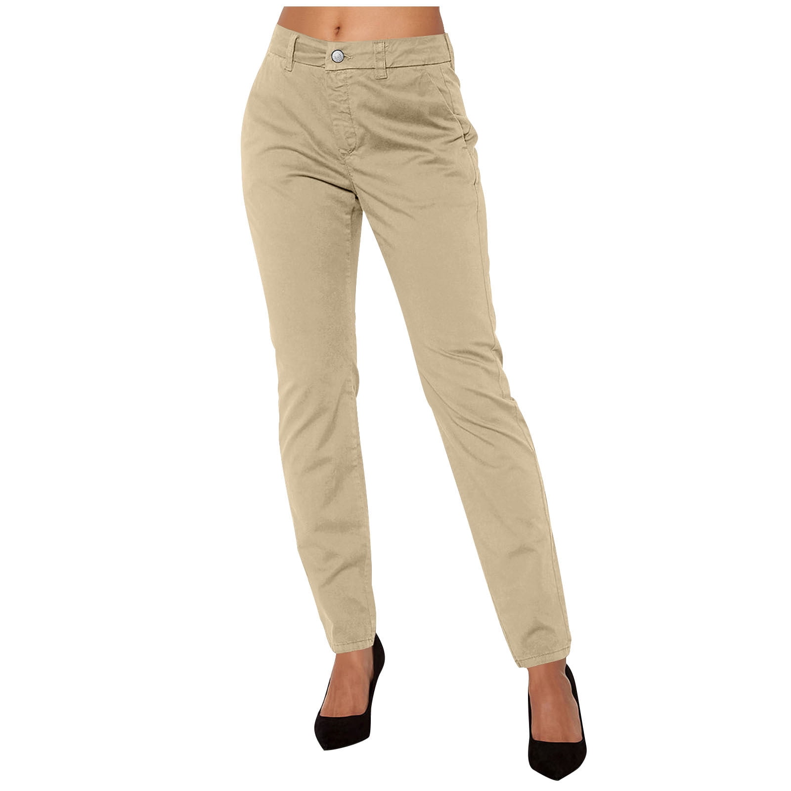 Womens Chino Pants High Waisted Cargo Pants Women's Casual Straight Leg ...