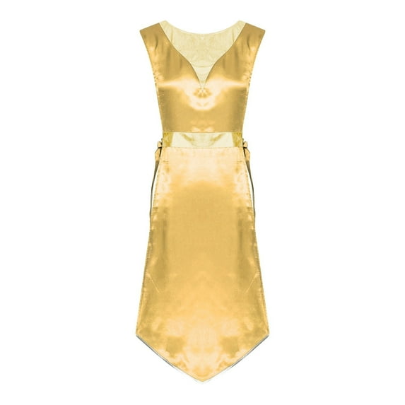 Womens Choir Worship Robe Tunic Liturgical Lyrical Dance Praise Stage Lace-Up Sides Split Satin Dress