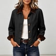 thumbnail image 1 of Womens Chore Coat Lightweight Button Front Contrast Point Collar Jacket Long Sleeve Work Casual Outerwear with Pockets, 1 of 7