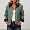 thumbnail image 1 of Womens Chore Coat Lightweight Button Front Contrast Point Collar Jacket Long Sleeve Work Casual Outerwear with Pockets, 1 of 7