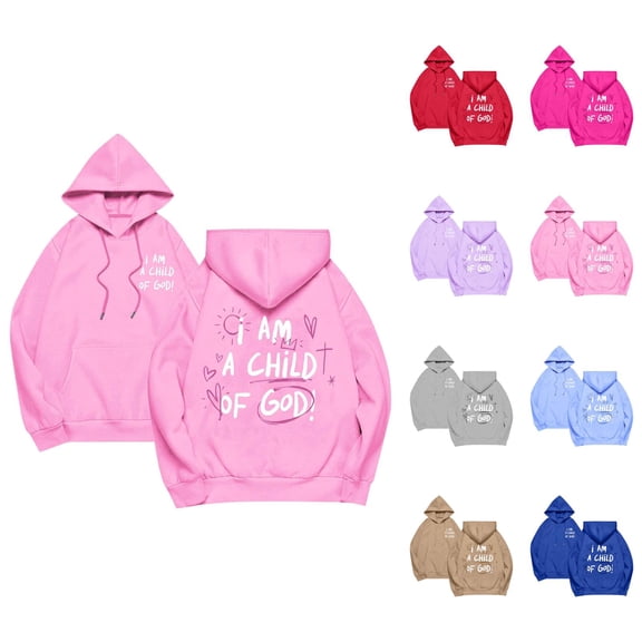 Womens Christian Hoodies 2026 Fall Winter Long Sleeve Bible Verse Cute Casual Hoodie Sweatshirt Pullover Tops with Pockets