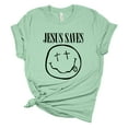 thumbnail image 1 of Womens Christian T-shirt Jesus Saves Cross Smile Short Sleeve T-shirt-Mint-xl, 1 of 1