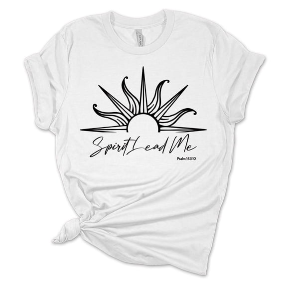 Womens Christian T-shirt Spirit Lead Me Psalms 143:10 Short Sleeve T-shirt-White-xl