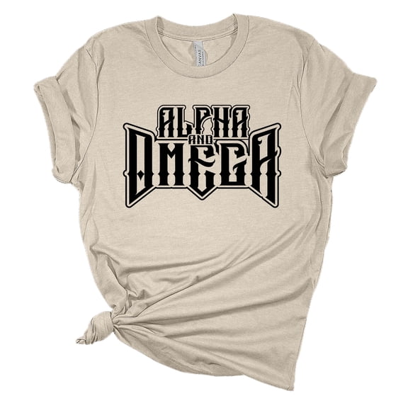 Womens Christian Tshirt Alpha and Omega Jesus Christian Short Sleeve T-shirt Graphic Tee-Heather Dust-small