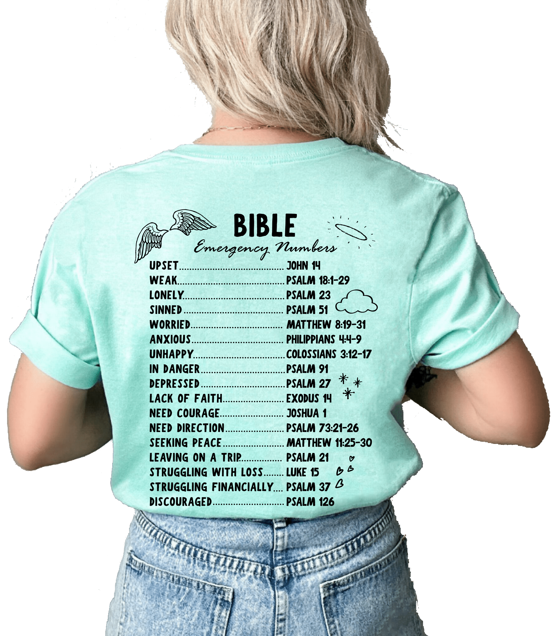 Bible Emergency Numbers T-Shirt Christian T-Shirt Bible Emergency Numbers T-Shirt Christian T-Shirt