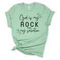 thumbnail image 1 of Womens Christian Tshirt God Is My Rock And My Salvation Short Sleeve T-shirt-Mint-4xl, 1 of 1