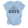 thumbnail image 1 of Womens Christian Tshirt He Is Risen Sunburst Rays Tee Matt 28:6 Short Sleeve T-shirt-Baby Blue-xxxl, 1 of 1