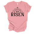 thumbnail image 1 of Womens Christian Tshirt He Is Risen Sunburst Rays Tee Matt 28:6 Short Sleeve T-shirt-Pink-xxl, 1 of 1