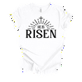 thumbnail image 1 of Womens Christian Tshirt He Is Risen Sunburst Rays Tee Matt 28:6 Short Sleeve T-shirt-White-small, 1 of 1