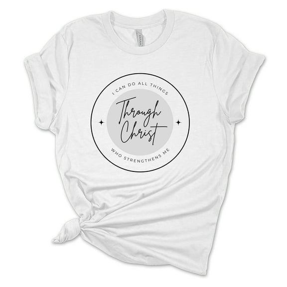 Womens Christian Tshirt I Can Do All Things Through Christ Short Sleeve T-shirt-White-6xl